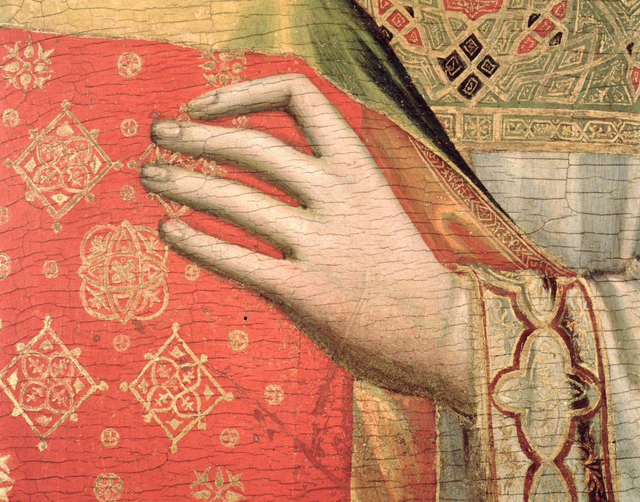 Sankt Stefans hand (tempera på panel) (detalj) (se även 66554-55) av Giotto di Bondone