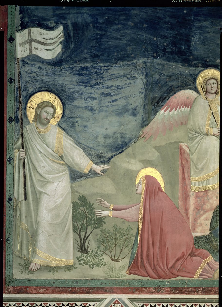 Noli me Tangere, detalj av Kristus och Maria Magdalena, c.1305 av Giotto di Bondone