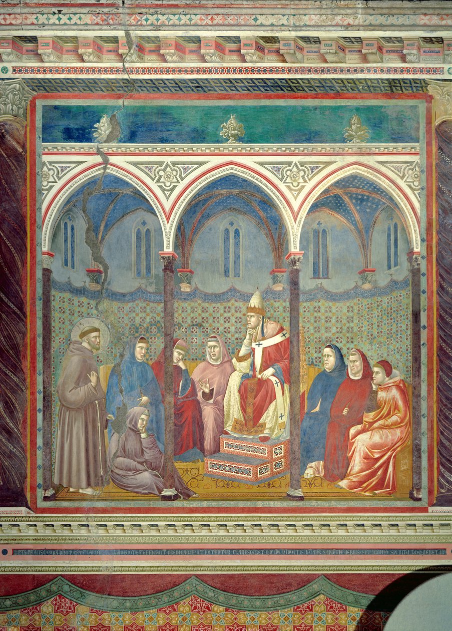 St Francis predikar en predikan för påven Honorius III, 1297-99 av Giotto di Bondone