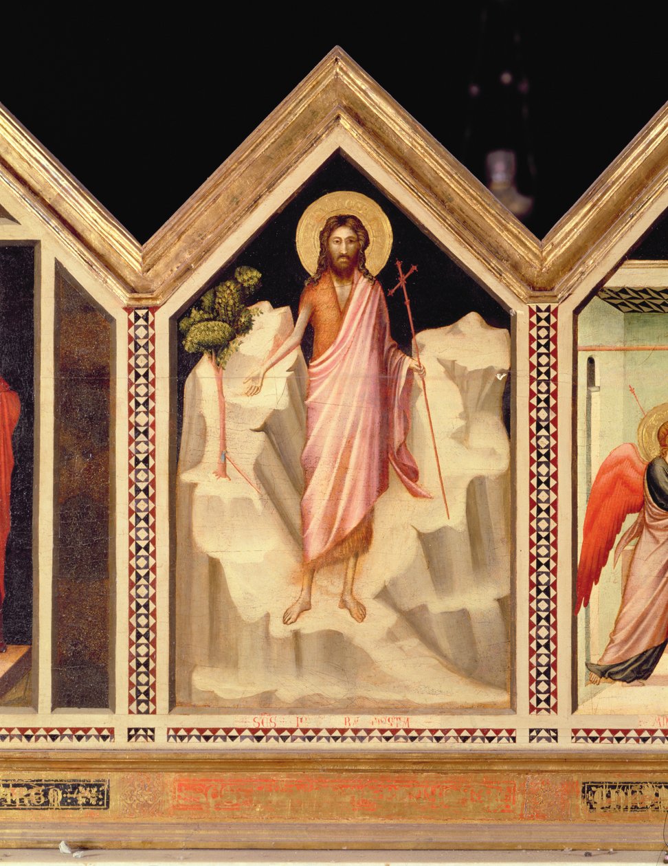 Johannes Döparen, från St. Reparata Polyptych mitten vänstra panel, omvänd detalj av 66558, se även 66564-66568 av Giotto di Bondone