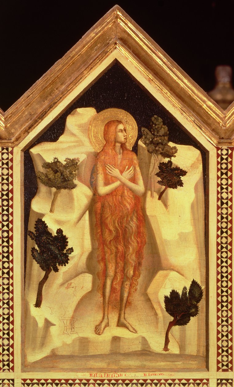 St. Maria Magdalena, från St. Reparata Polyptych omvänd mitten högra paneldetalj av 66558, se även 66557-66568 av Giotto di Bondone