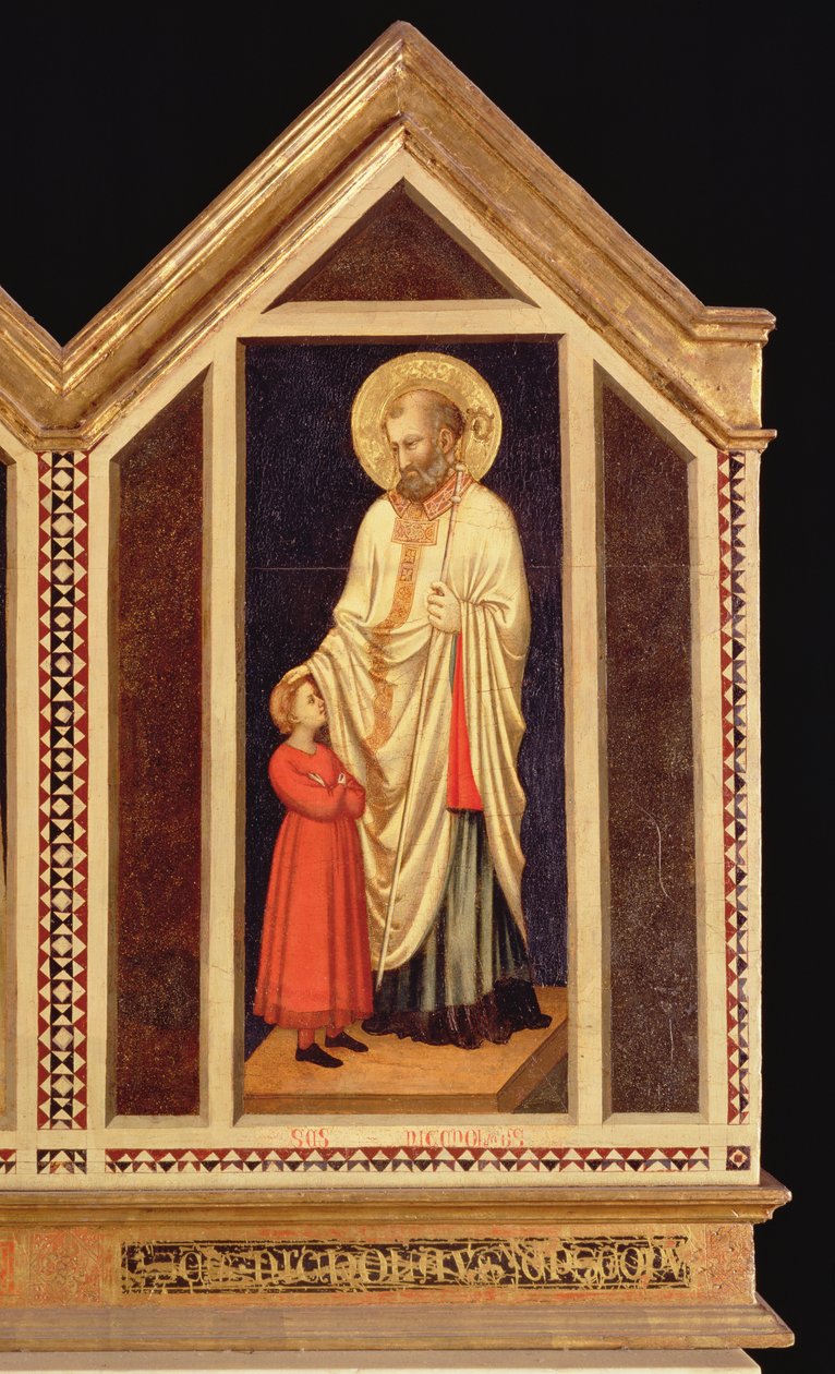 St. Nicholas, från St. Reparata Polyptych längst till höger panelen omvänd detalj av 66558, se även 66564-66567 av Giotto di Bondone