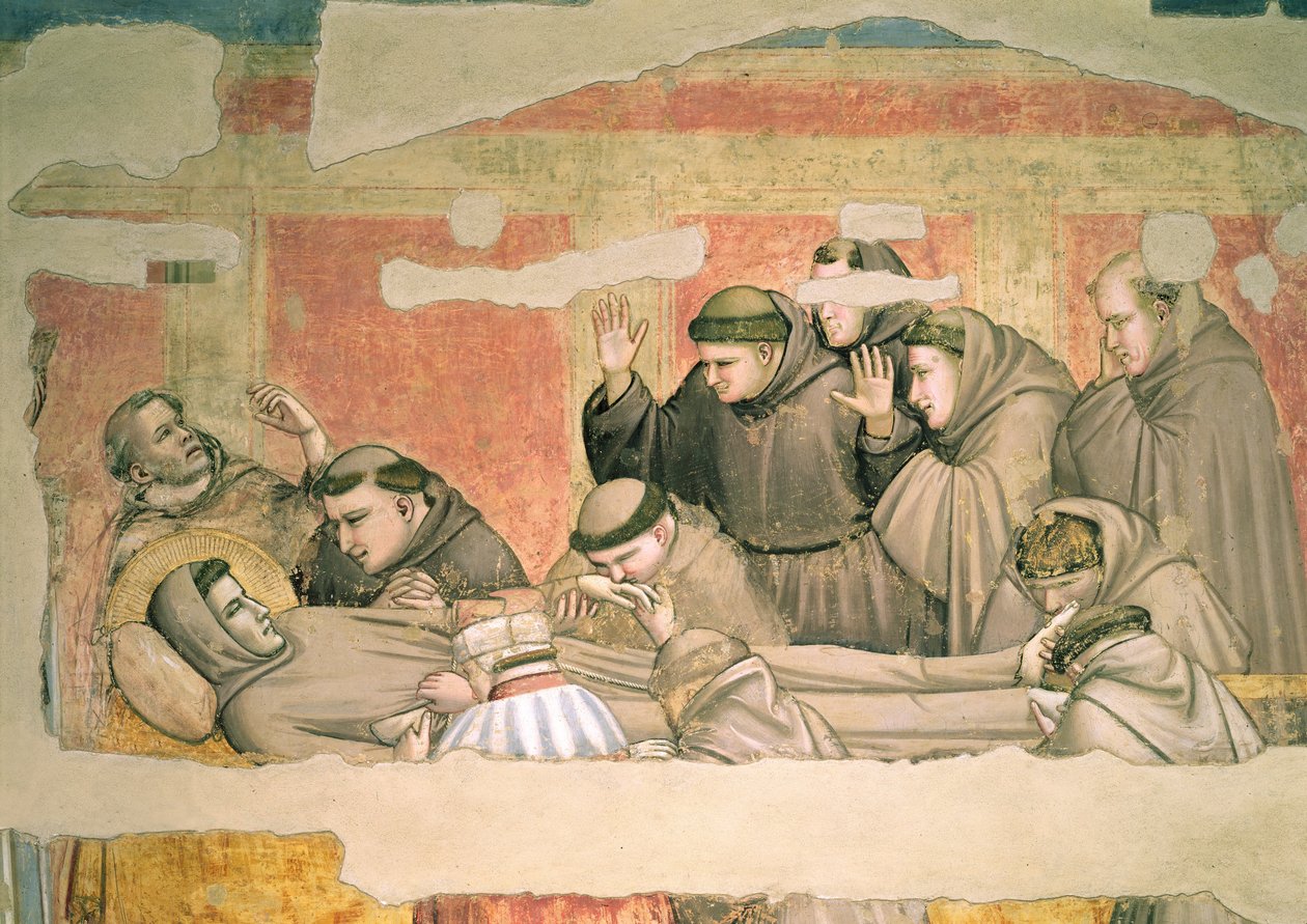 The Death of St. Francis, från Bardi Chapel fresk detalj av 63329 av Giotto di Bondone