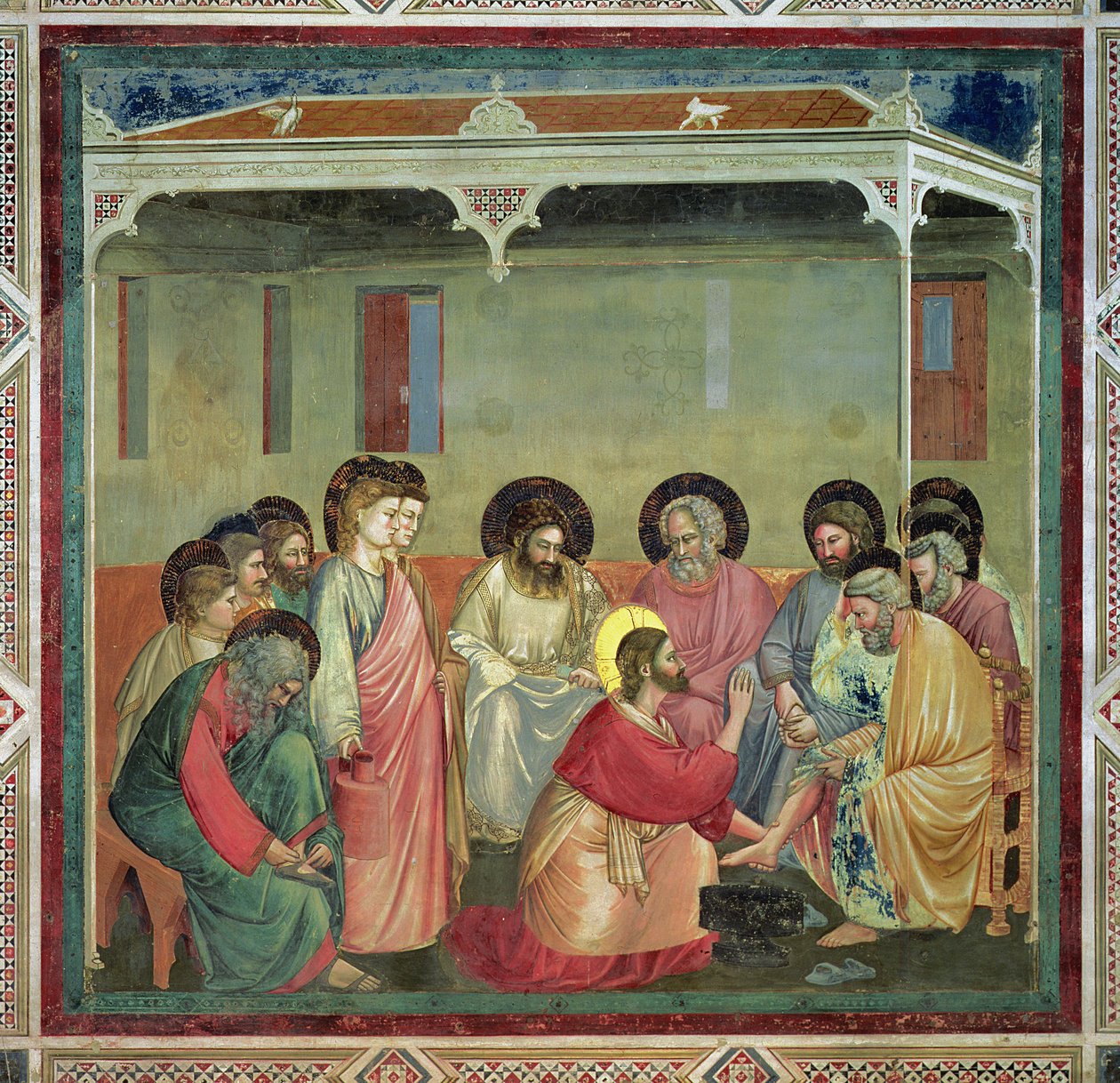 Christ Washing the Disciples Feet, ca 1305 (efter restaurering) (se även 65194) av Giotto di Bondone