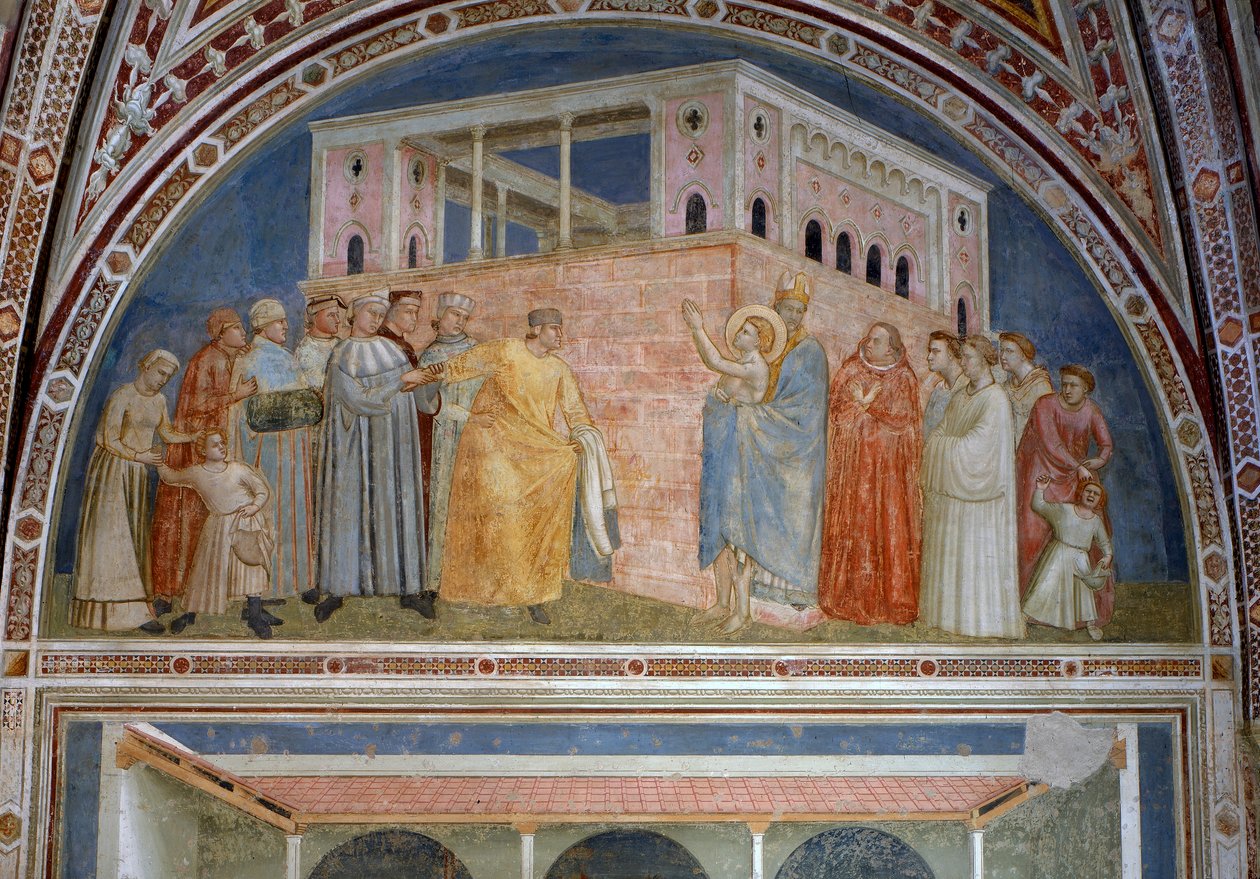 St. Franciskus som avstår från sina världsliga gods, från Bardi-kapellet, c.1320 av Giotto di Bondone