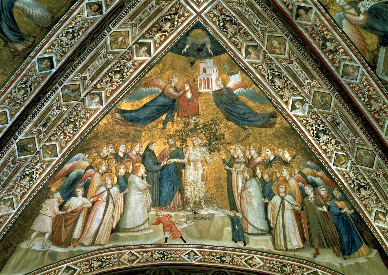 Franciskus mystiska äktenskap med helig fattigdom av Giotto di Bondone school of Giotto di Bondone school of