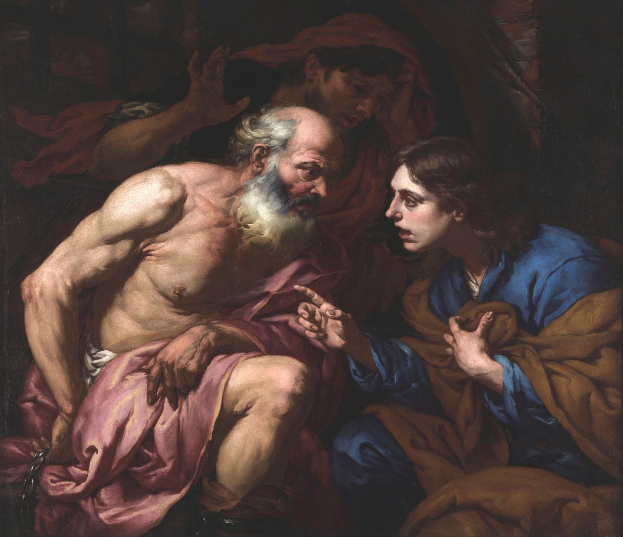 Giuseppe interpreta i sogni in prigione av Giovan Battista Langetti