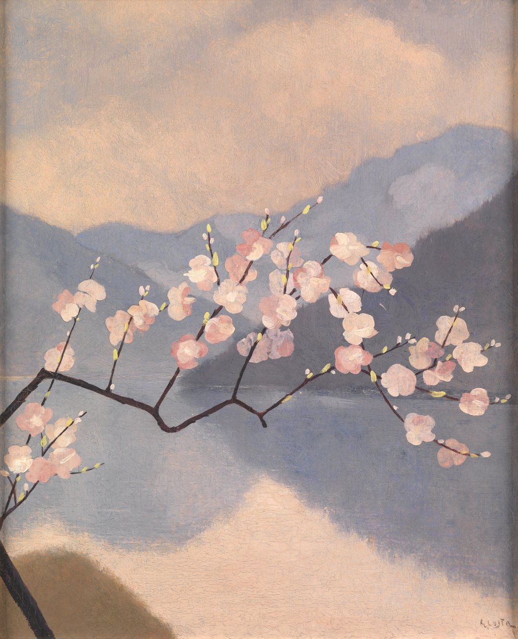 Blossom on the Lake (olja på panel) av Giovan Battista Costa