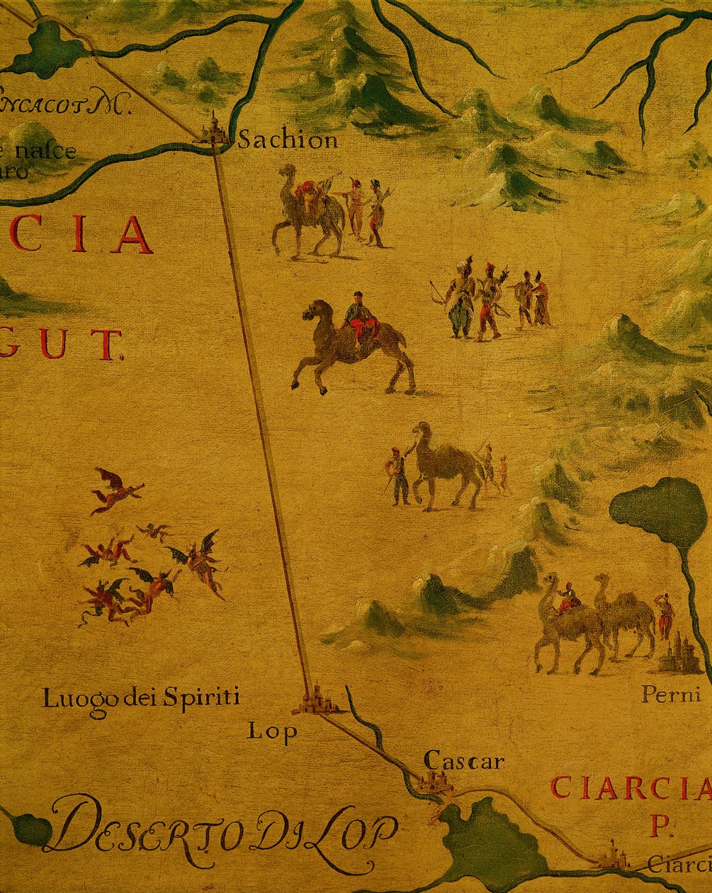 Lop-öknen och hem för andar och spöken som korsades av Marco Polo av Giovan Battista Ramusio