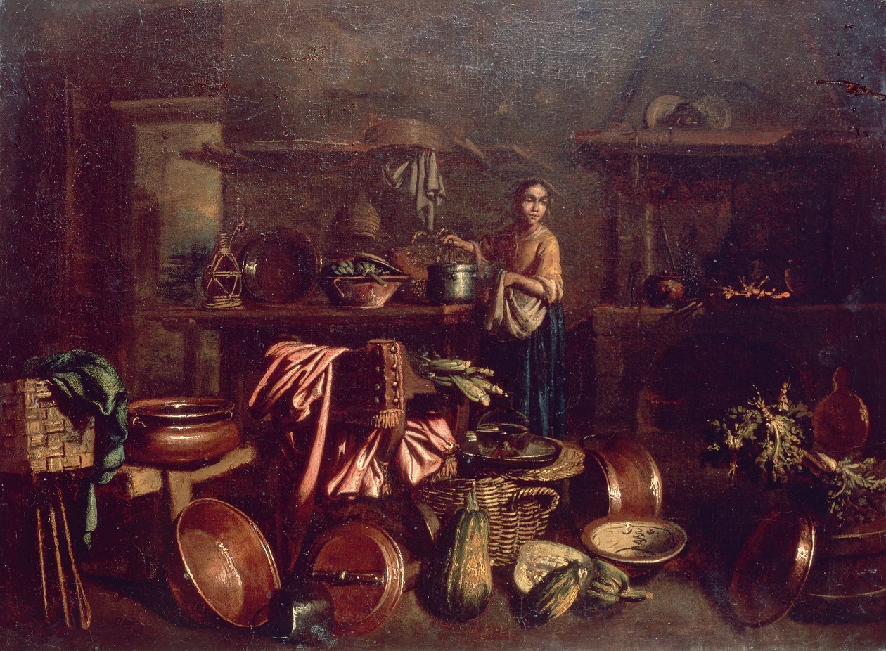 Invändigt kök, av Gian Domenico Valentino (1630-1708) av Giovan Domenico Valentino