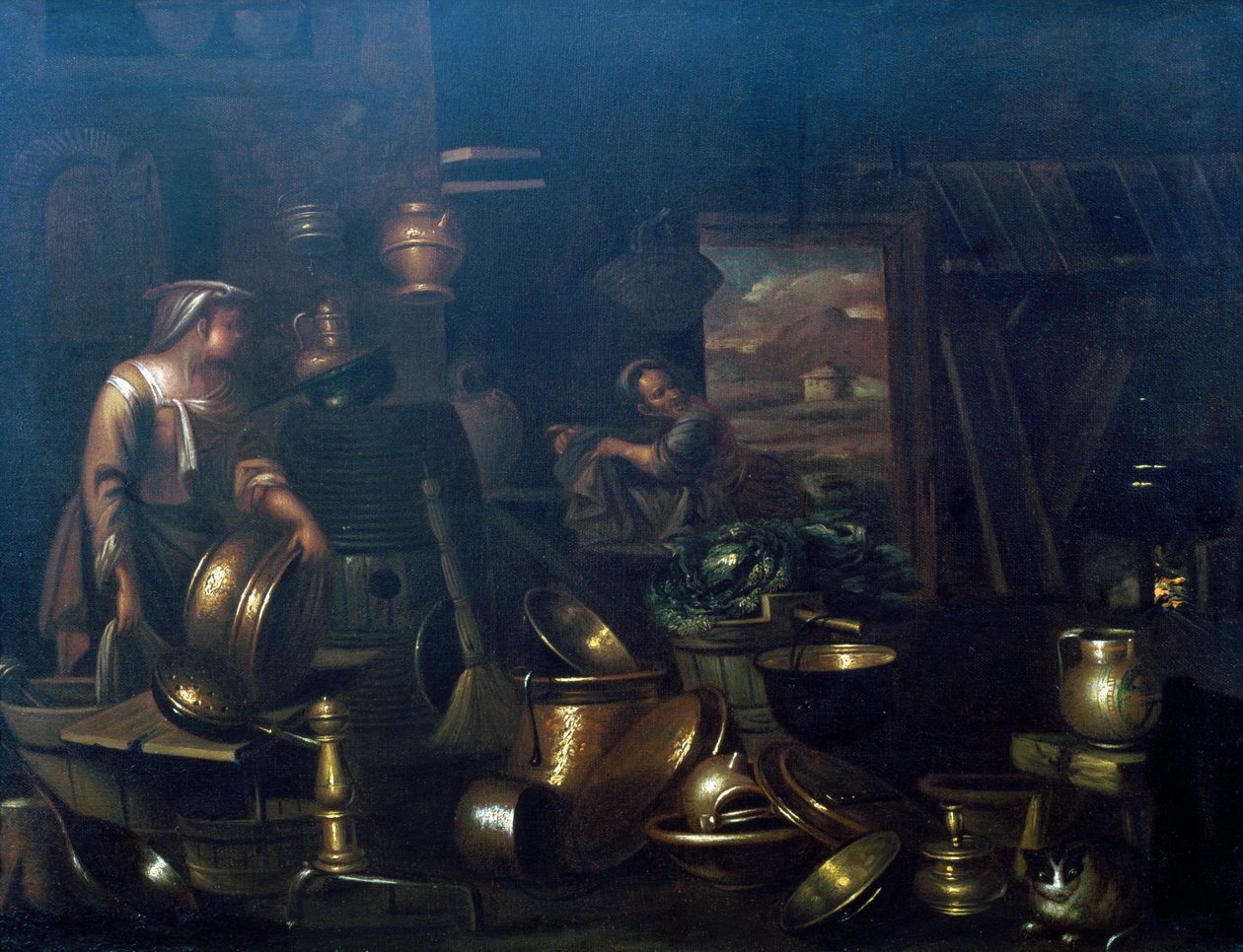 Invändigt kök, av Gian Domenico Valentino (1630-1708) av Giovan Domenico Valentino
