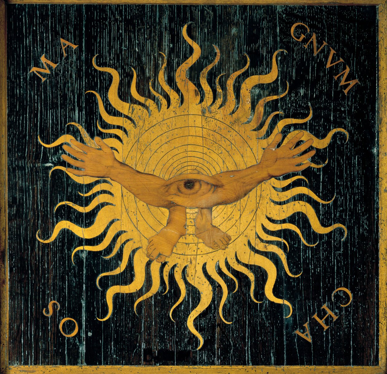 Representation av Magnum Chaos (innan skapelsen ägde rum): träintarsia av Giovan Francesco Capoferri 1500-talet - Santa Maria Maggiore-kyrkan, Bergamo av Giovan Francesco Capoferri