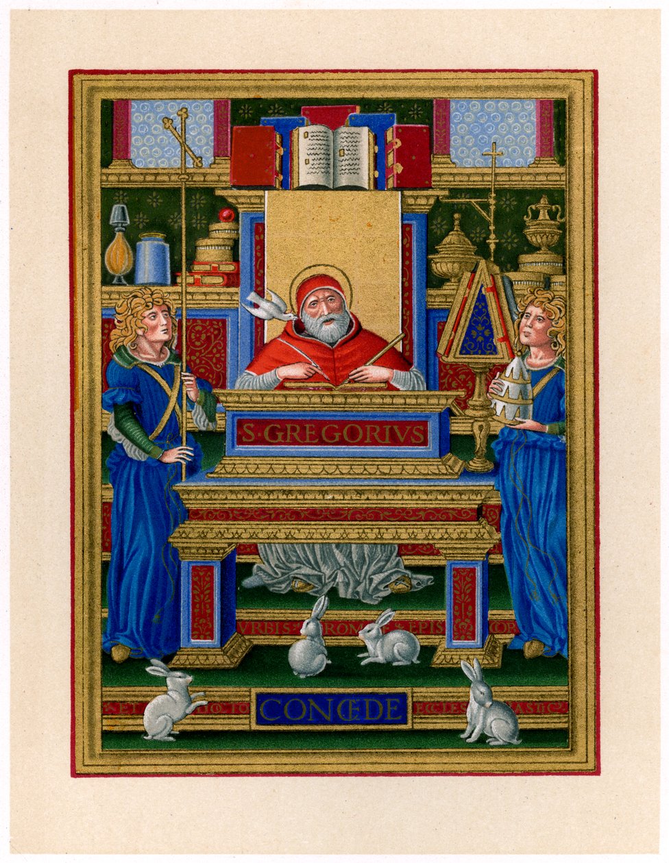 St Gregorius den store tar emot inspiration från den Helige Ande, c1490 av Giovan Pietro Birago