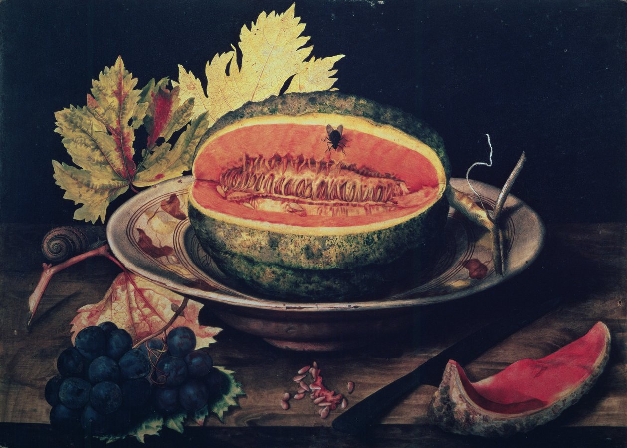 En skiva vattenmelon av Giovanna Garzoni