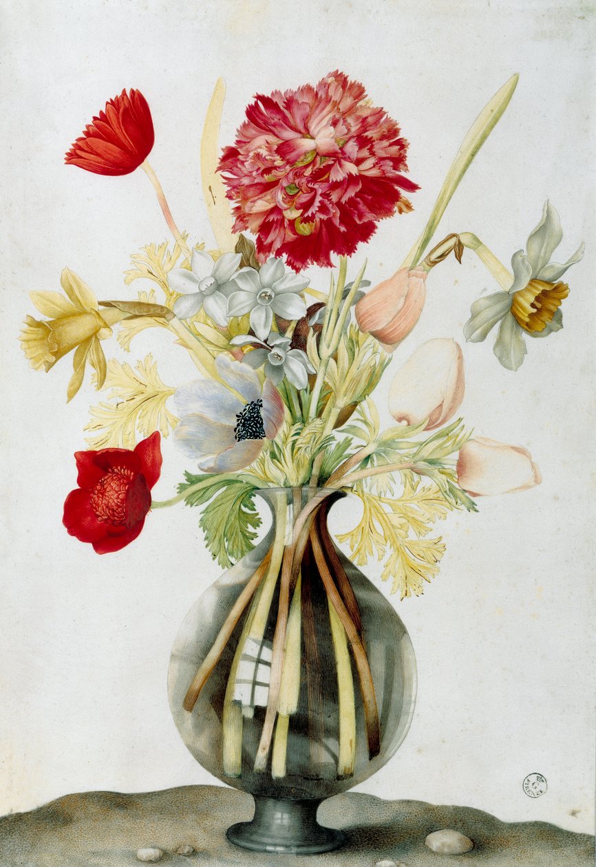 Glasvas med en bukett blommor av Giovanna Garzoni