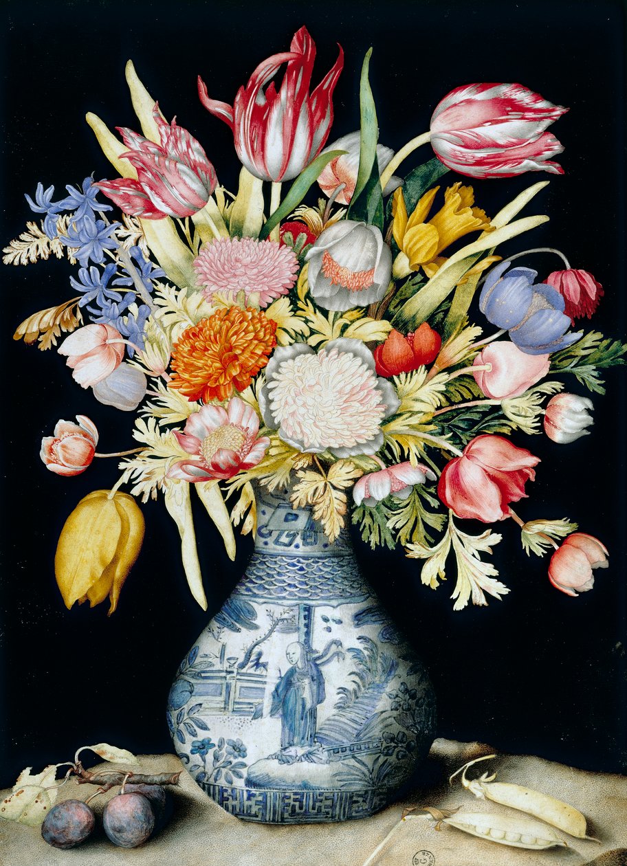 Kinesisk porslinsvas med blommor (akvarell) av Giovanna Garzoni