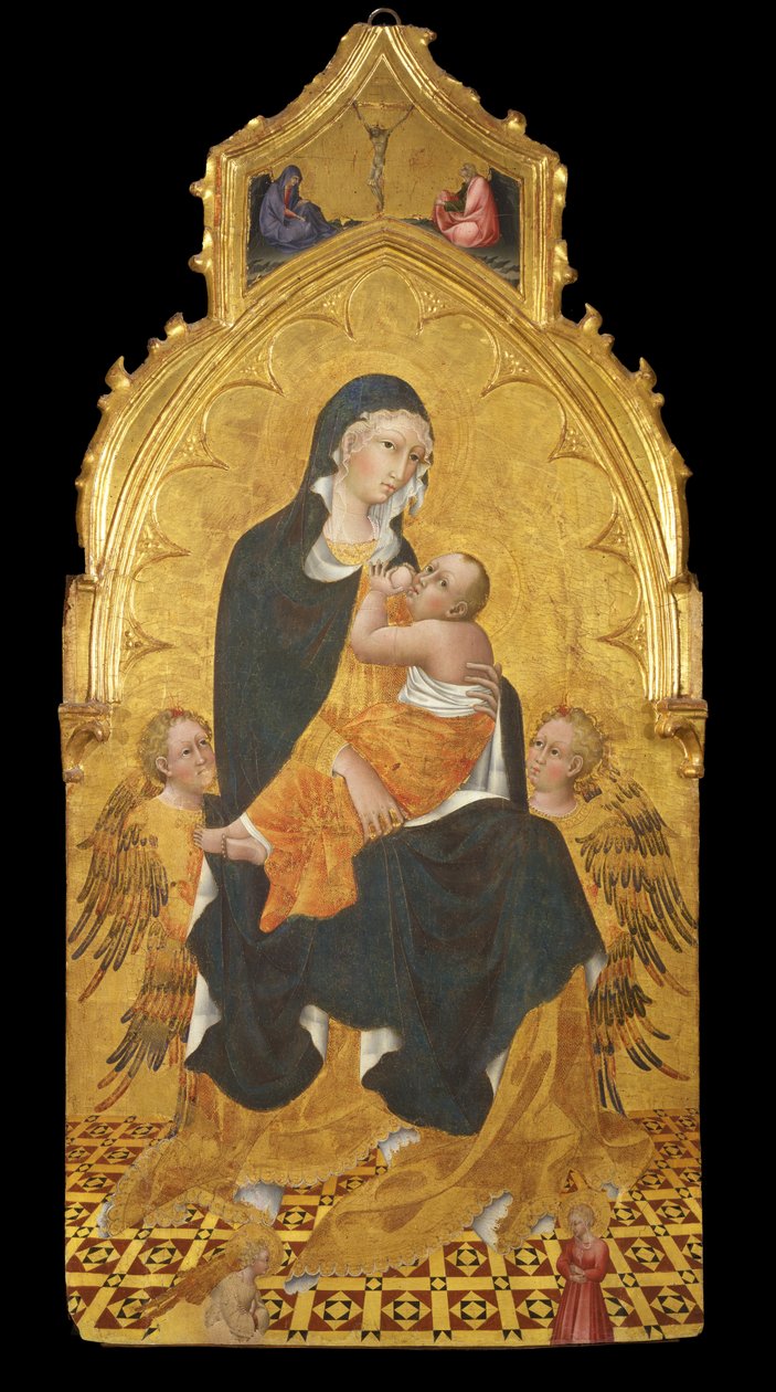 Madonna med barn och änglar; Meddelande av Giovanni di Paolo