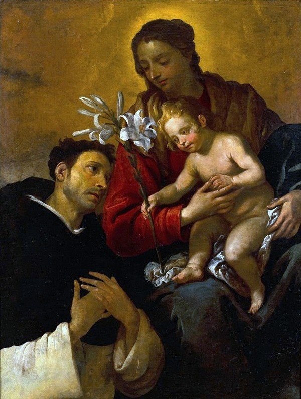 Madonna and Child with St. Dominic av Giovanni Andrea de Ferrari