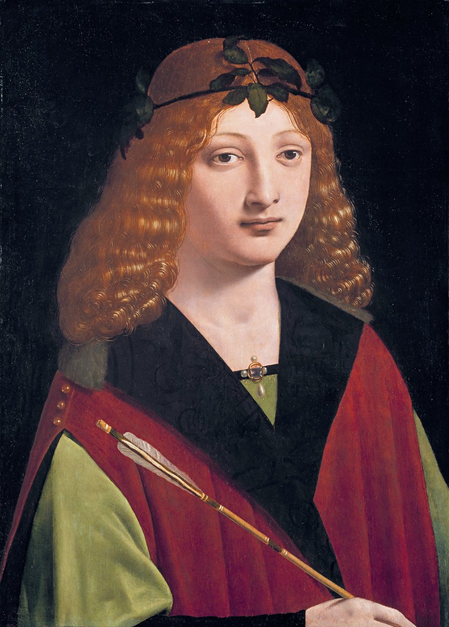 Porträtt av en ungdom som håller en pil av Giovanni Antonio Boltraffio