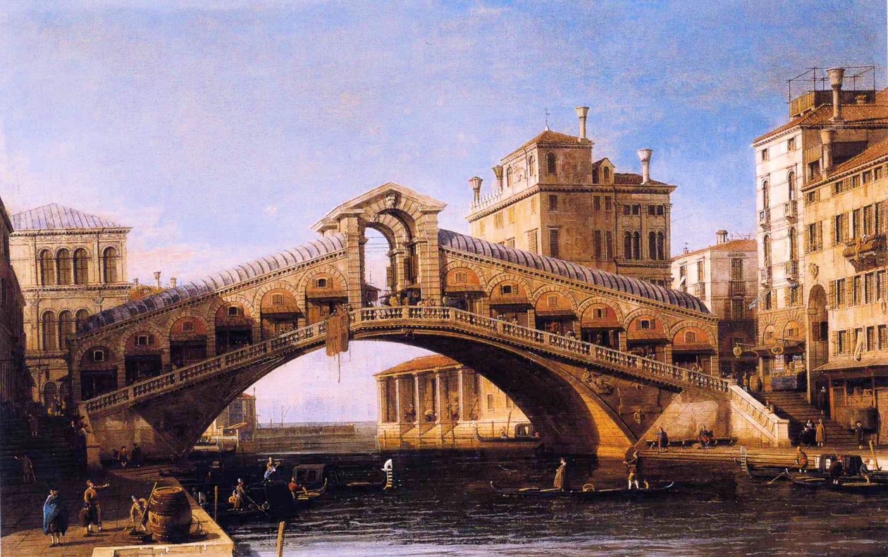 Capriccio of the Rialto Bridge with the Lagoon Beyond.JPG av Giovanni Antonio Canal