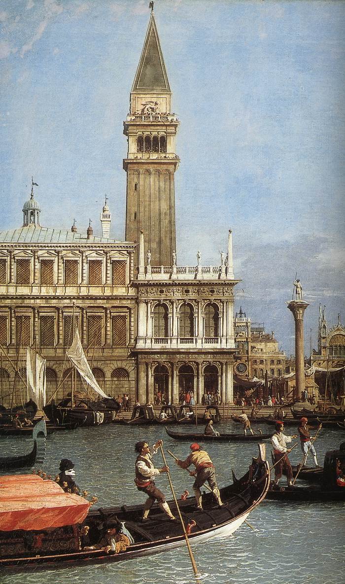 Return of the Bucentoro to the Molo on Ascension Day (detail) av Giovanni Antonio Canal