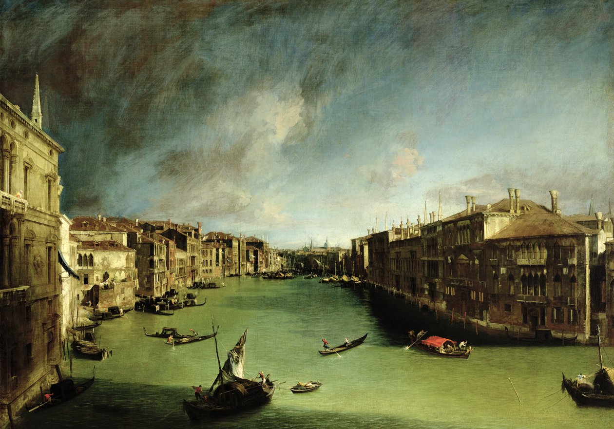 Canal Grande, utsikt över Palazzo Balbi mot Rialtobron, 1724 av Giovanni Antonio Canal