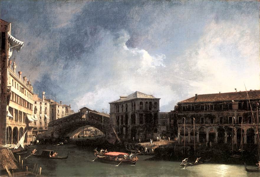 The Grand Canal near the Ponte di Rialto av Giovanni Antonio Canal