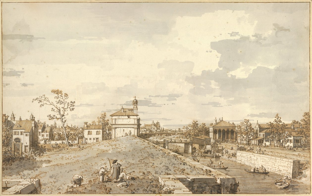 Porta Portello med Brentakanalen i Padua av Giovanni Antonio Canal