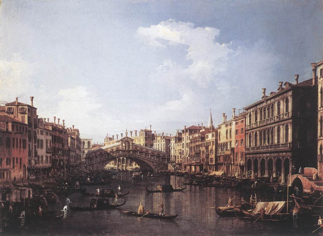 The Rialto Bridge from the South av Giovanni Antonio Canal