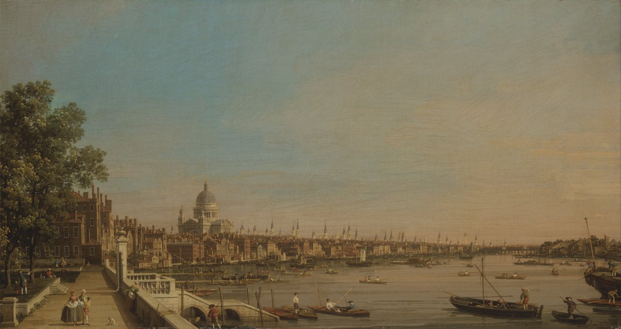 Themsen från terrassen i Somerset House, med blick mot St. Pauls av Giovanni Antonio Canal
