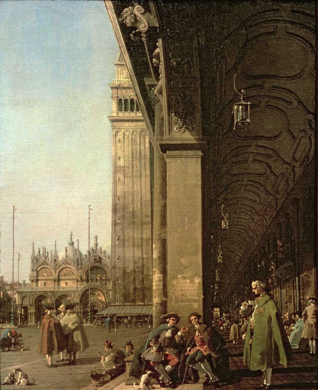 Venice: Piazza di San Marco na Colonnade ya Procuratie Nuove, c. 1756 swed av Giovanni Antonio Canal