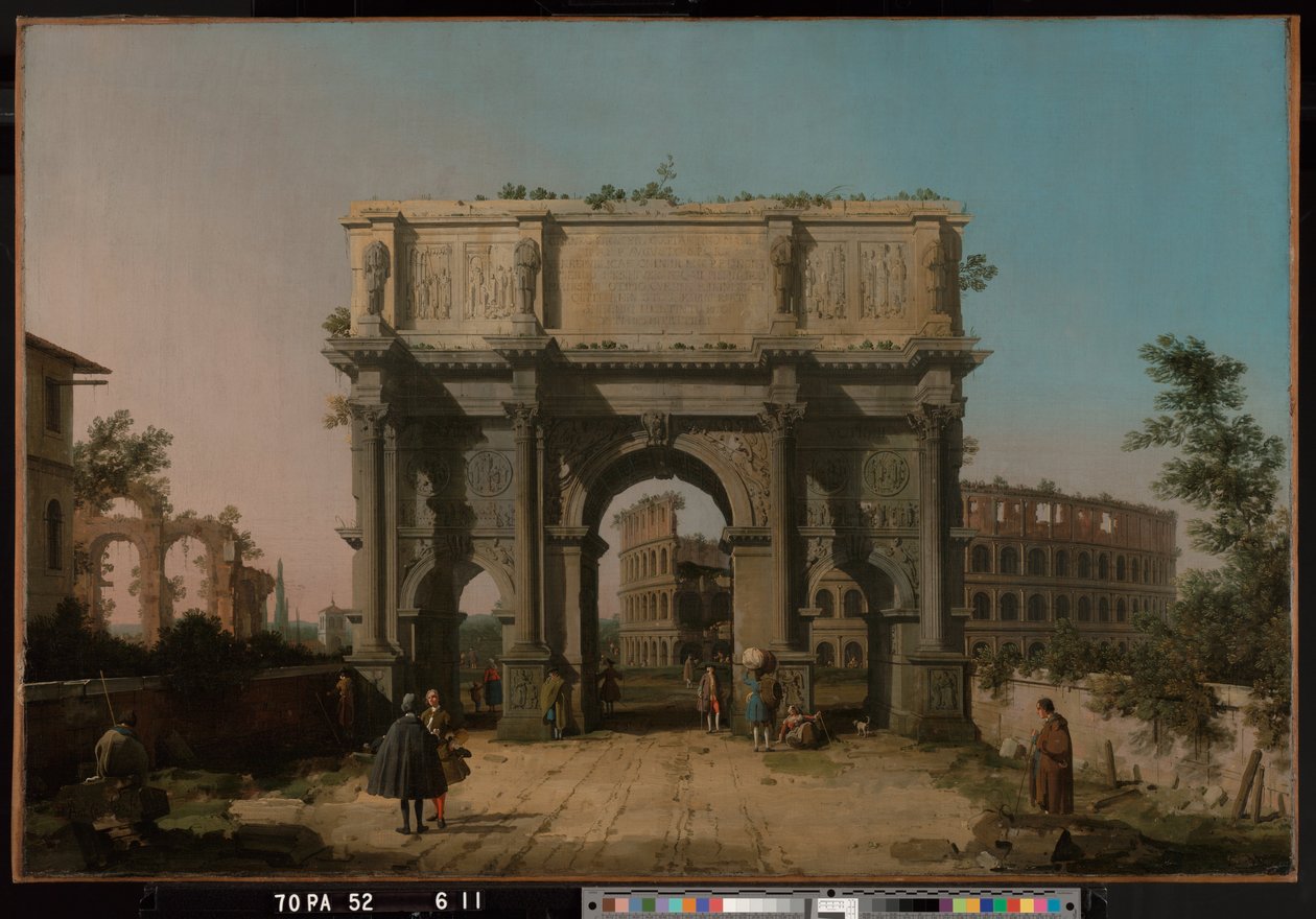 Utsikt över Konstantins båge med Colosseum av Giovanni Antonio Canal