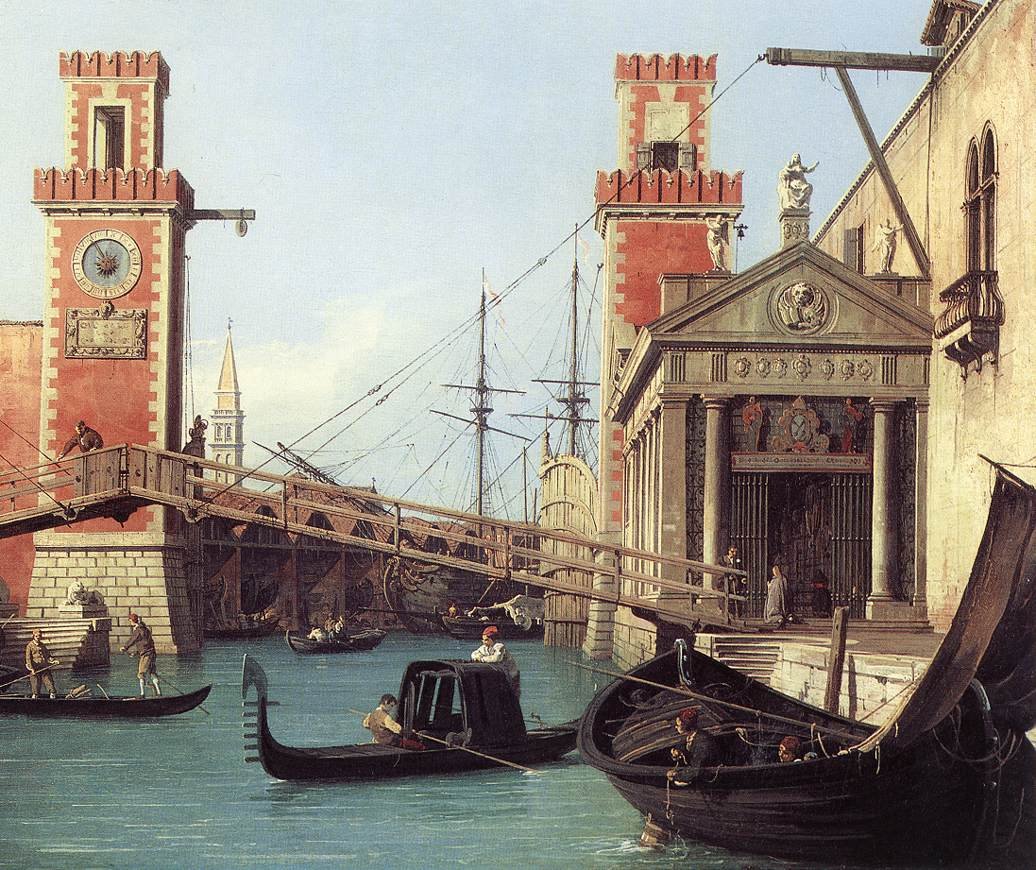 View of the Entrance to the Arsenal av Giovanni Antonio Canal