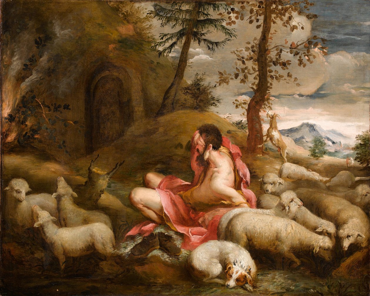 Moses och den brinnande busken på berget Horeb av Giovanni Antonio Guardi