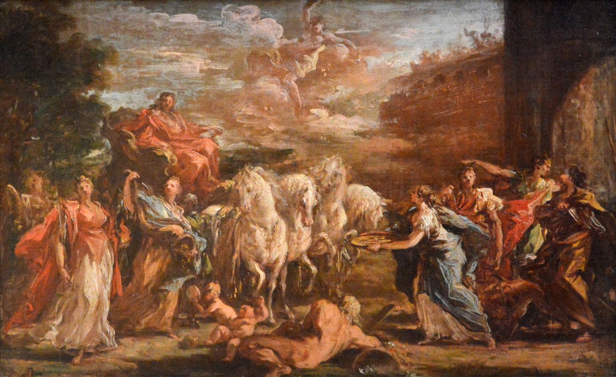 Triumferande intåg till Düsseldorf av prins Johann Wilhelm von der Pfalze, palatskurfurste av Giovanni Antonio Pellegrini