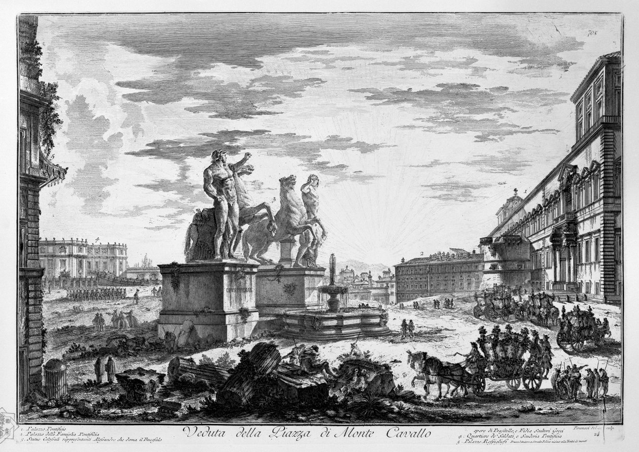 Veduta della Piazza di Monte Cavallo av Giovanni Battista Piranesi