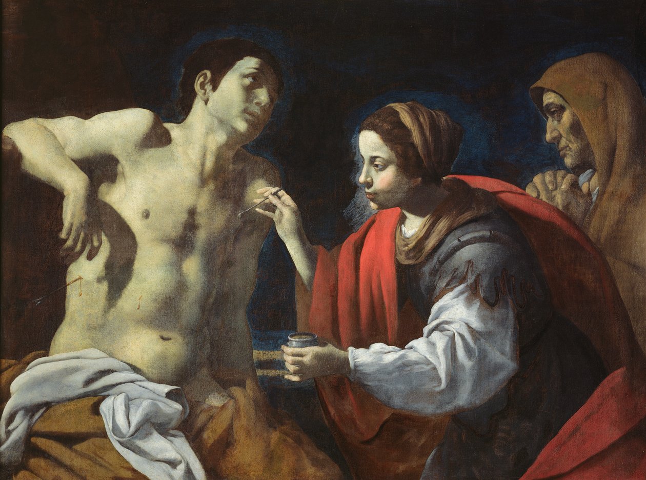 S:t Sebastian Vårdad av St. Irene av Giovanni Battista Caracciolo