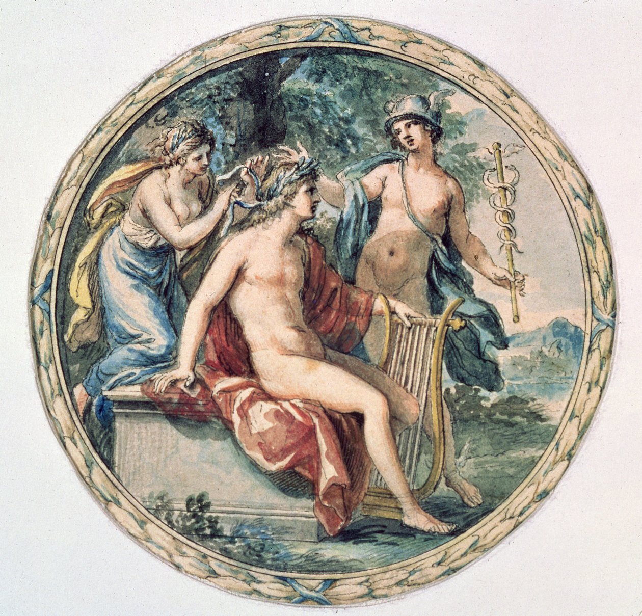 Apollo med sin Lyra, Merkurius och en Musa av Giovanni Battista Cipriani