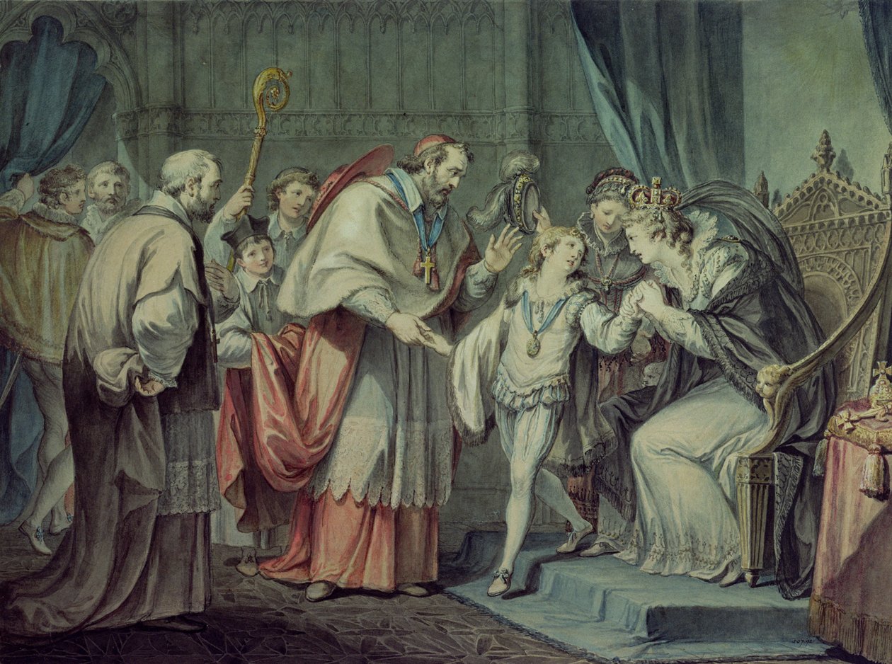 Richard, hertig av York, tar avsked av sin mor, Elizabeth Woodville, i Sanctuary, Westminster av Giovanni Battista Cipriani