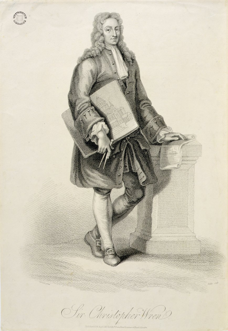 Sir Christopher Wren (1632-1723), graverad av James Godby (fl. 1790-1820), pub. av Edward Orme, 1815 av Giovanni Battista Cipriani