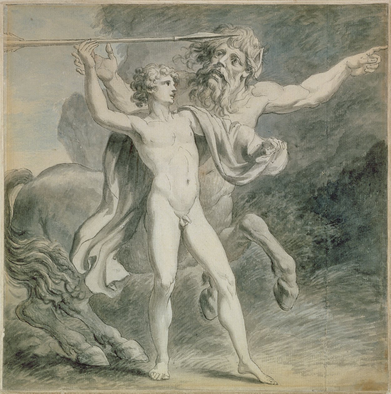 The Education of Achilles, 1776 (penna och bläck med grå tvätt på papper) av Giovanni Battista Cipriani