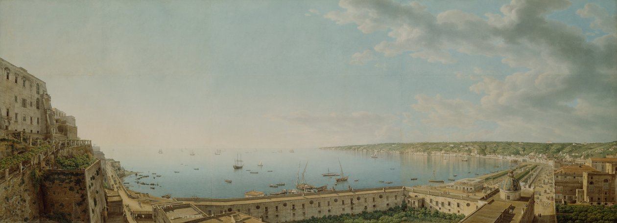 Vy över Neapelbukten, med utsikt mot sydväst från Pizzofalcone mot Capo di Posilippo av Giovanni Battista Lusieri