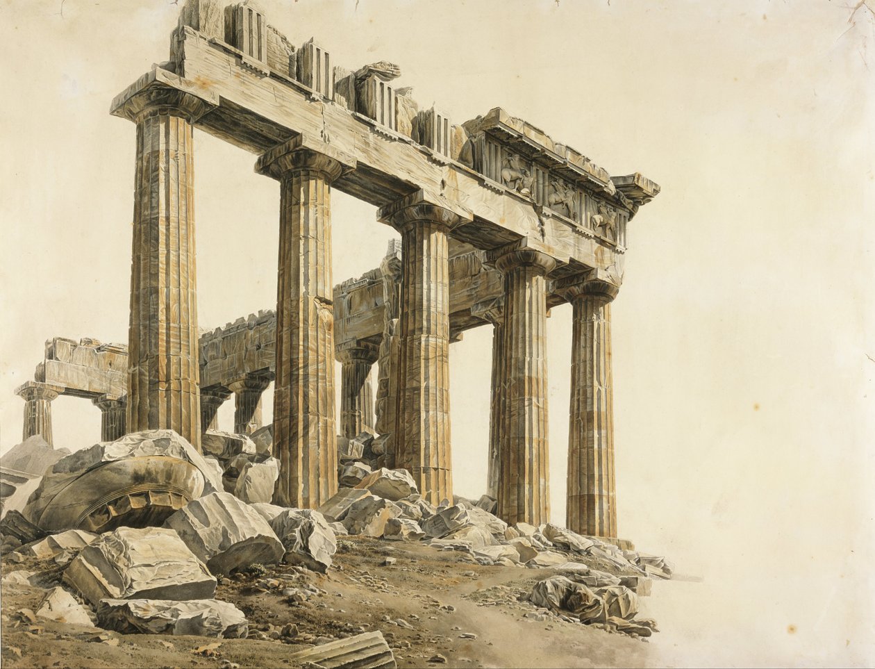 Sydöstra hörnet av Parthenon, Aten av Giovanni Battista Lusieri