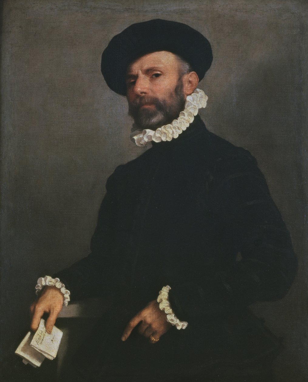 Porträtt av en man som håller ett brev, c.1570-75 av Giovanni Battista Moroni