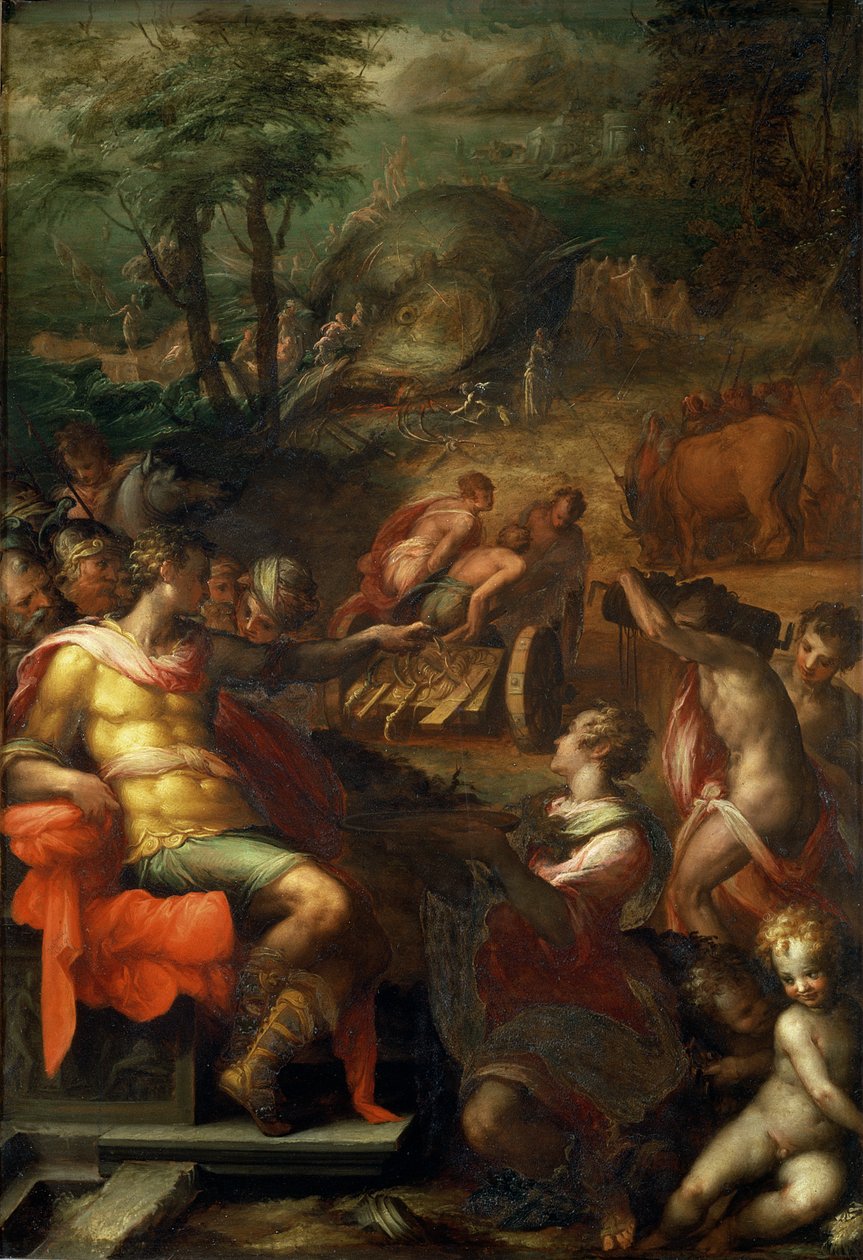 Samla ambra, 1572 (olja på skiffer) av Giovanni Battista Naldini