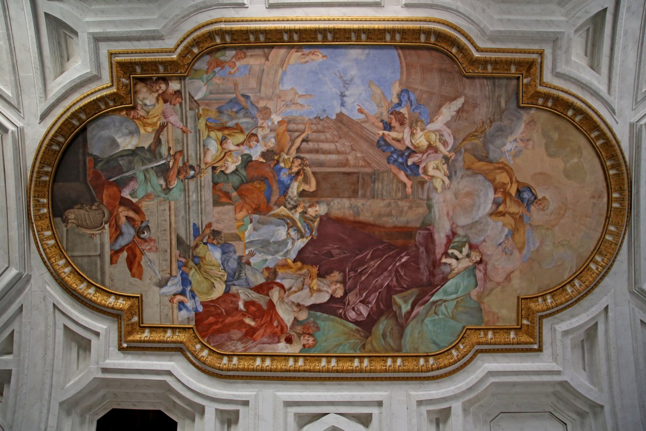 Taket i mittskeppet med miraklet med kedjorna, 1706 av Giovanni Battista Parodi