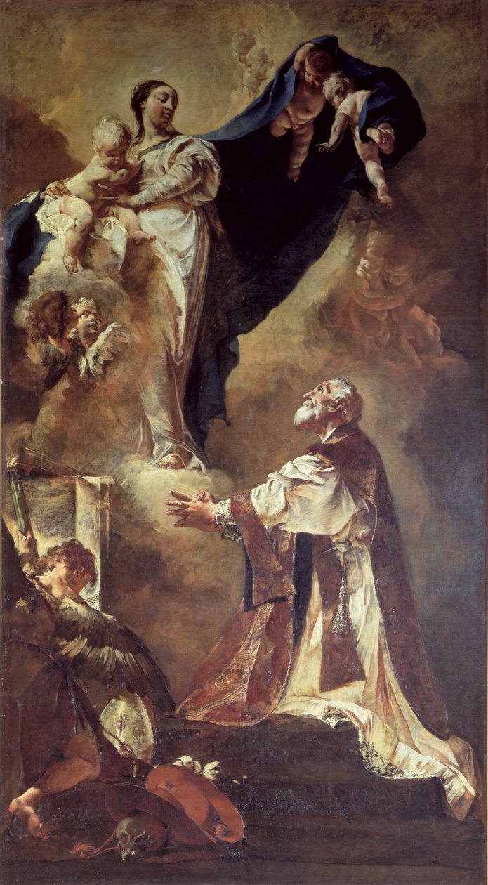 Jungfru och barn som visar sig för St. Philip Neri, 1725-26 av Giovanni Battista Piazzetta