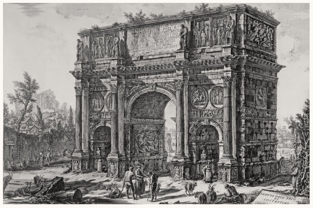 En vy av Konstantins båge, från serien "Views of Rome", ca 1760 av Giovanni Battista Piranesi