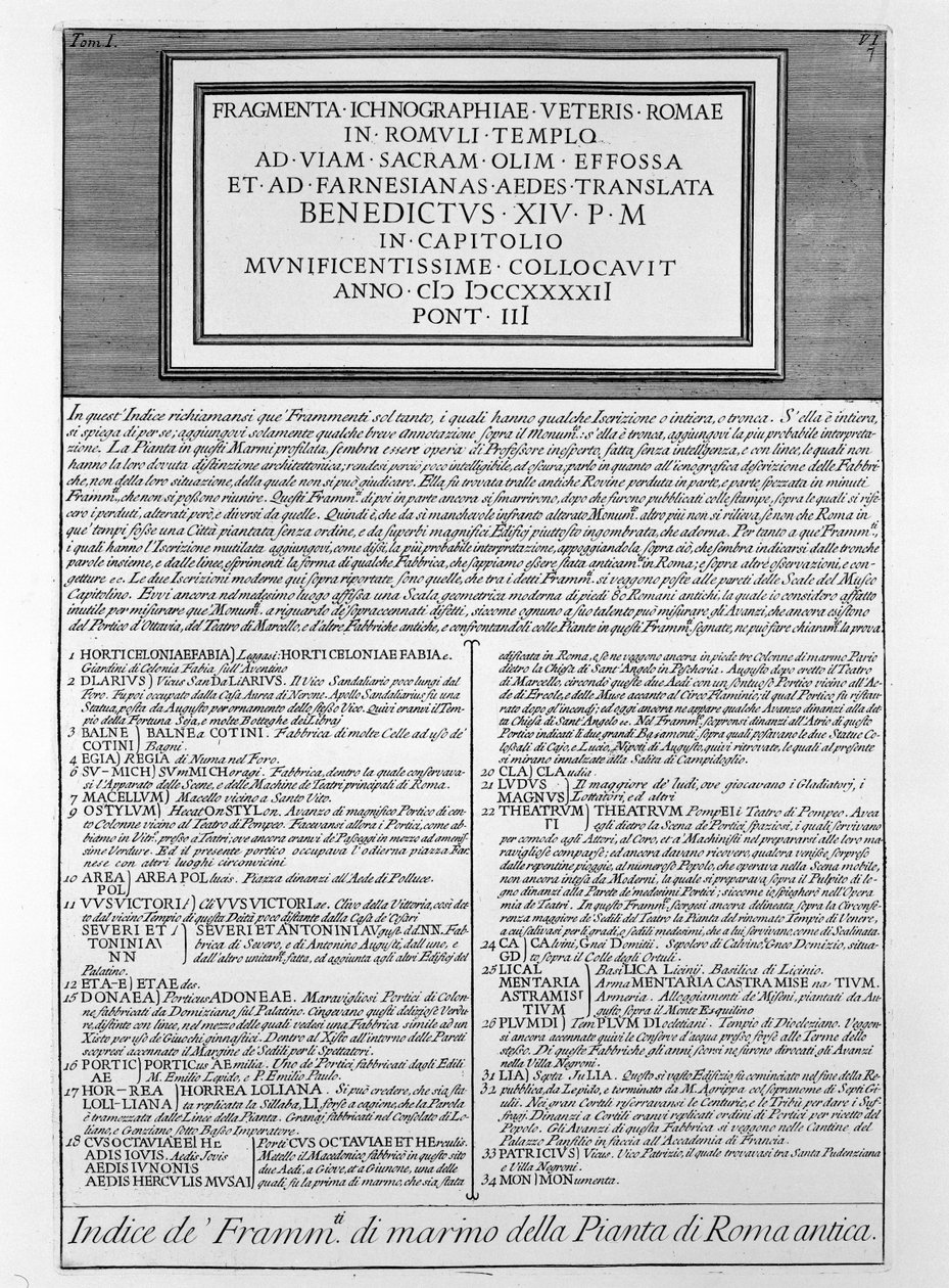 Description for Forma Urbis av Giovanni Battista Piranesi