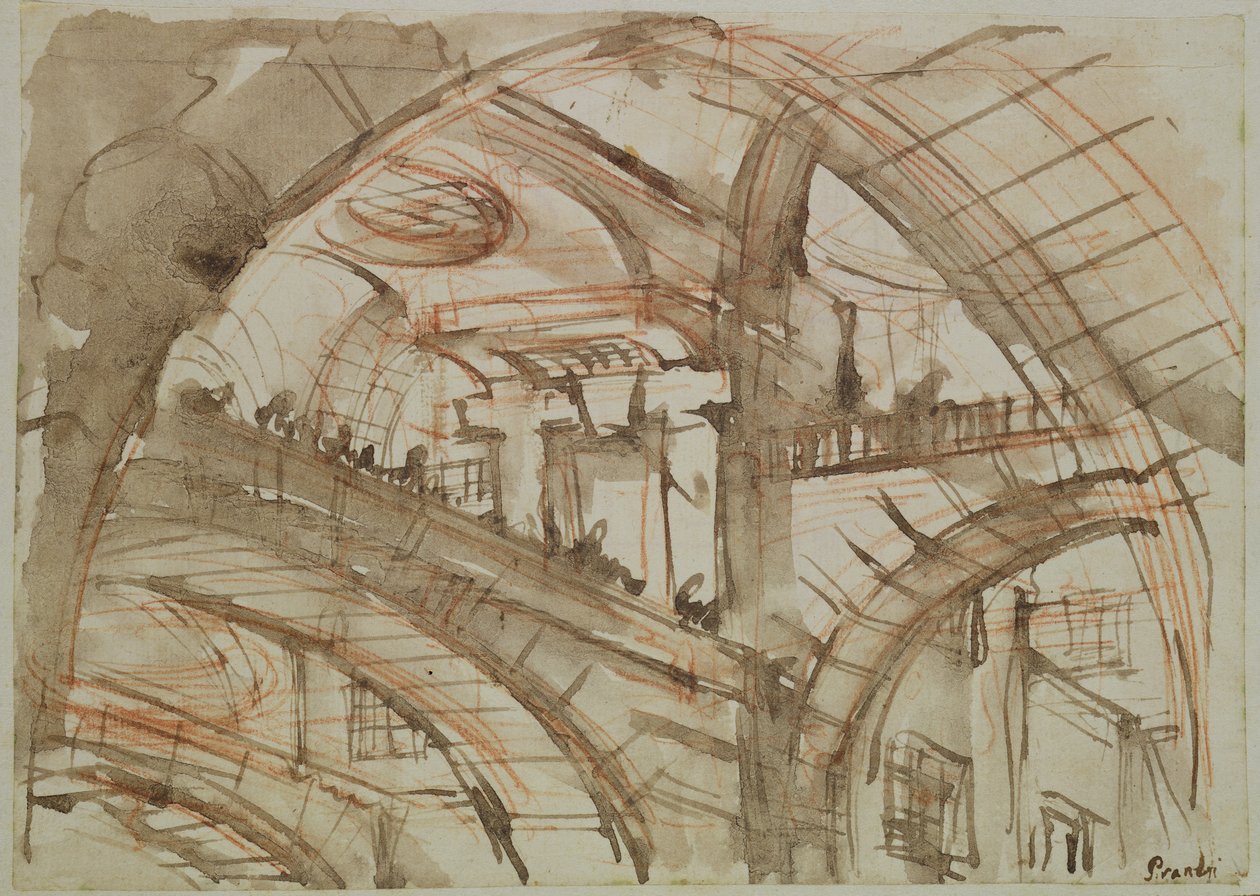 Ritning av ett imaginärt fängelse (bläck och tvätt på papper) av Giovanni Battista Piranesi